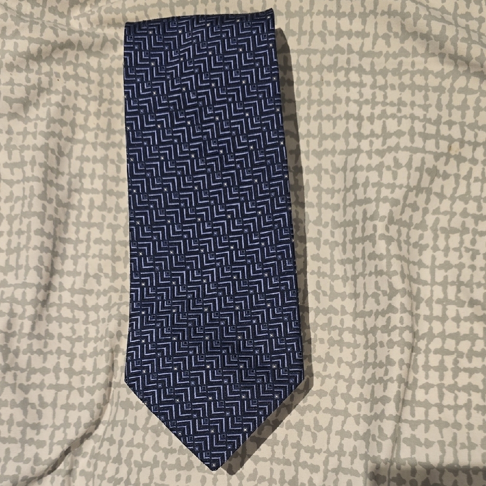 Lanvin Navy Geometric Tie